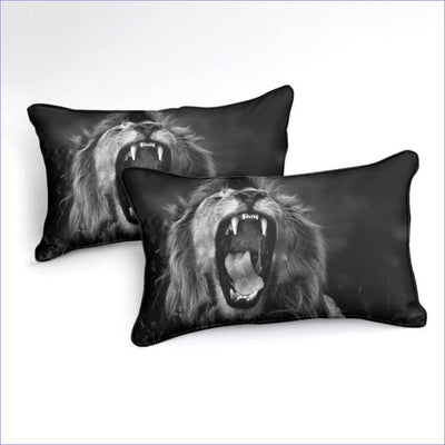 Black and White Roaring Lion Duvet Cover