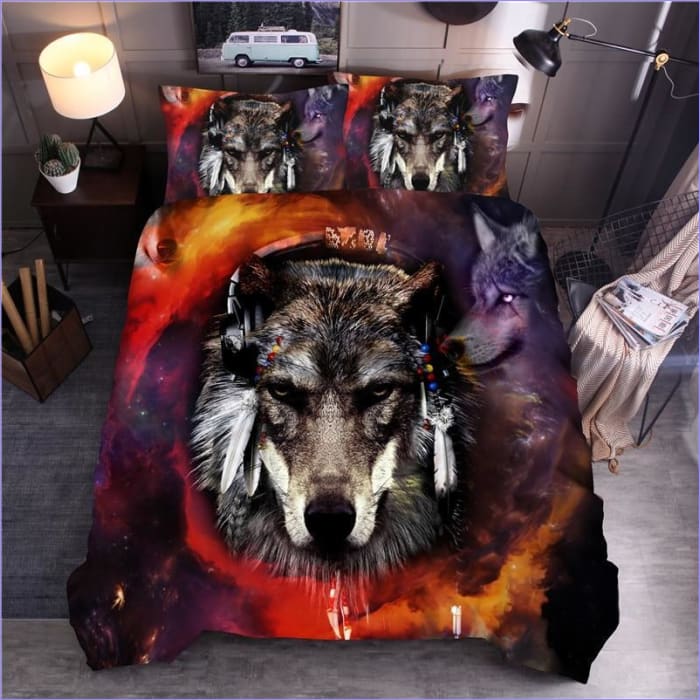 Tribal Chief Wolf Duvet Cover