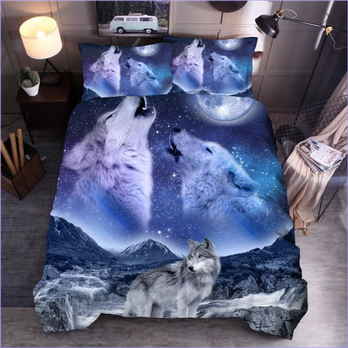 Starry Sky Wolf Duvet Cover