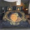 Black and Gold Madala Wolf Duvet Cover