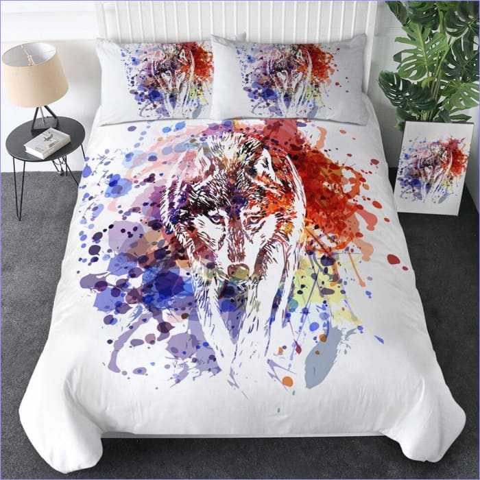 Painting Style Wolf Duvet Cover