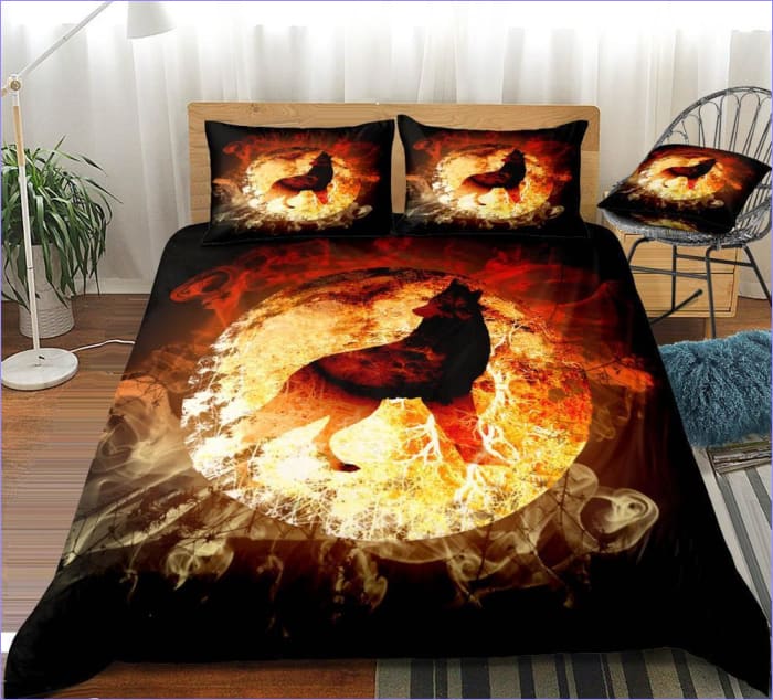 Wolf on Fire Duvet Cover