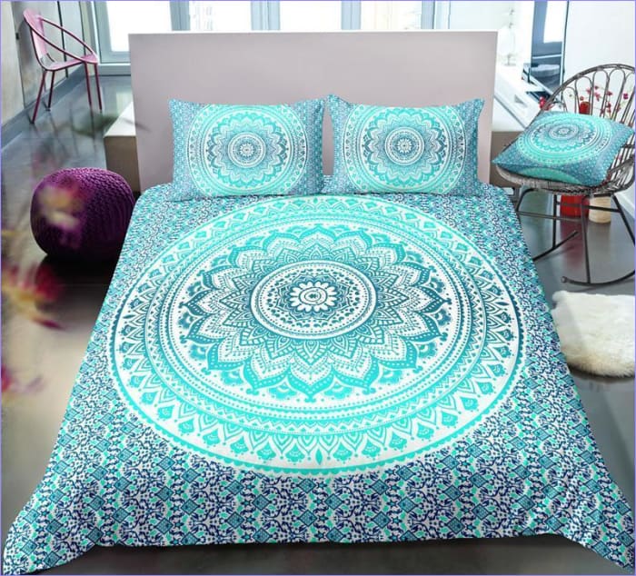 Mandala Duvet Cover Turquoise blue