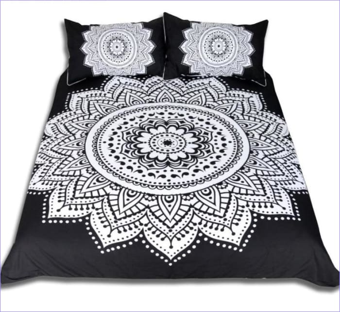 Black and White Lace Mandala Duvet Cover