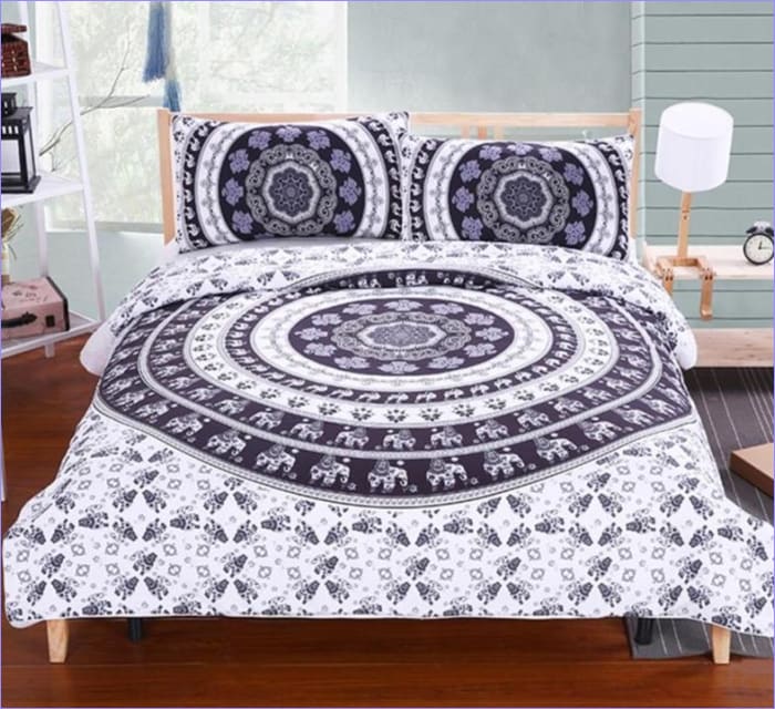 Black and White Indian Mandala Duvet Cover