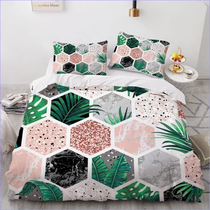 Marble and Flowers Duvet Cover