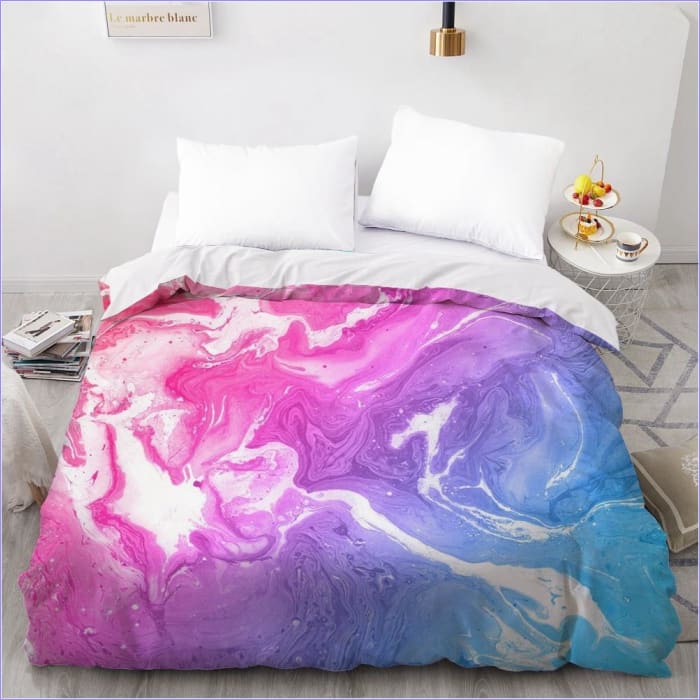 Pink and Blue Marble Duvet Cover