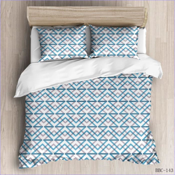 Gray and Blue Squares Modern Duvet Cover