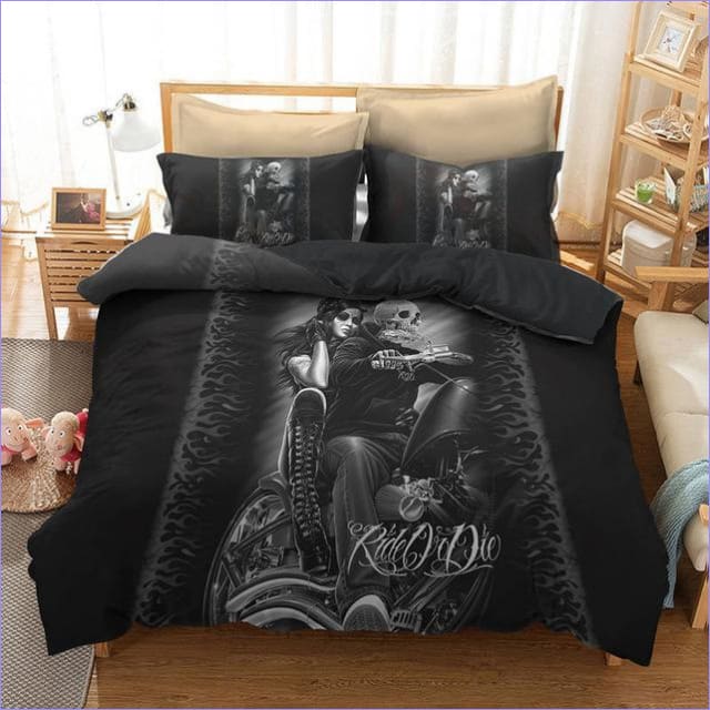 Biker Couple Duvet Cover