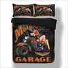 Motorcycle Garage Duvet Cover