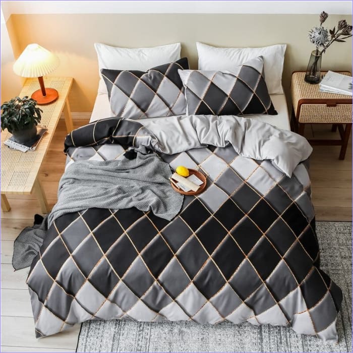 Black White Gray Checkered Duvet Cover