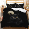 Black Duvet Cover with Black Cat