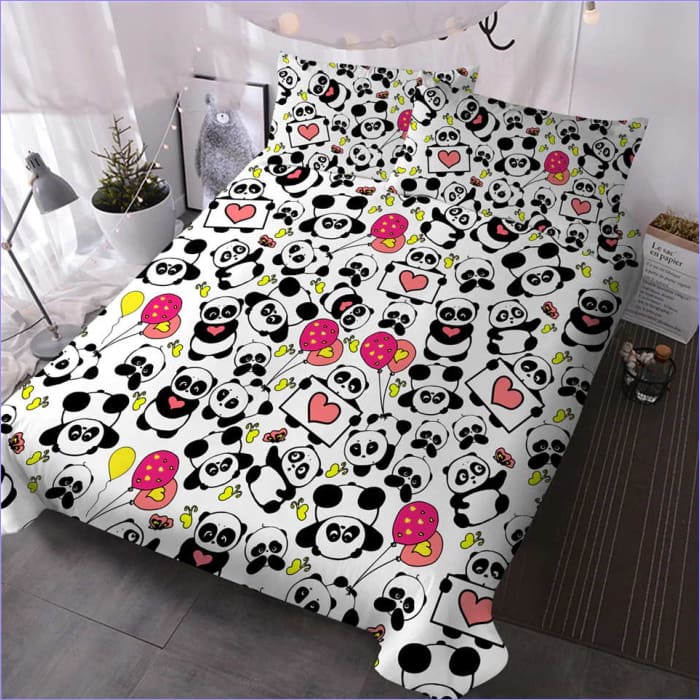 Panda Hearts Duvet Cover