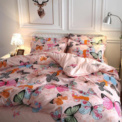 Pink Butterfly Double Duvet Cover