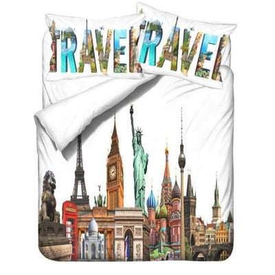 Paris London New York Travel Duvet Cover