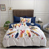 Blue and White Colorful Feather Duvet Cover