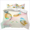 Yellow Pink and Blue Feather Duvet Cover