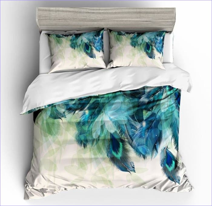 Blue Peacock Feather Duvet Cover