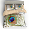 Golden Peacock Feather Duvet Cover