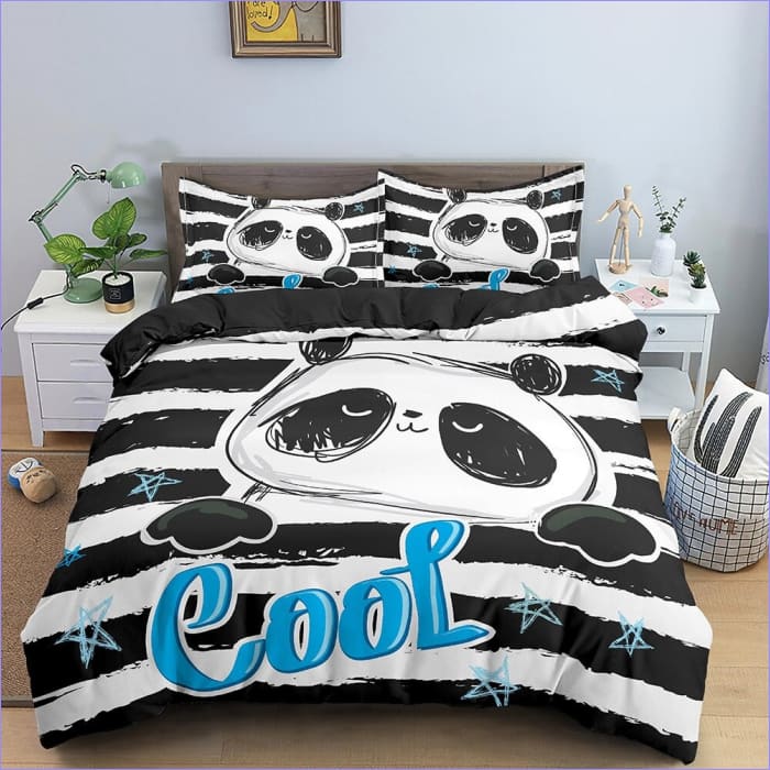 Panda be Cool Striped Duvet Cover