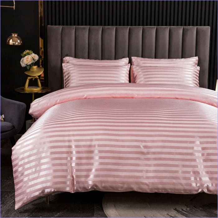 Pink Striped Duvet Cover