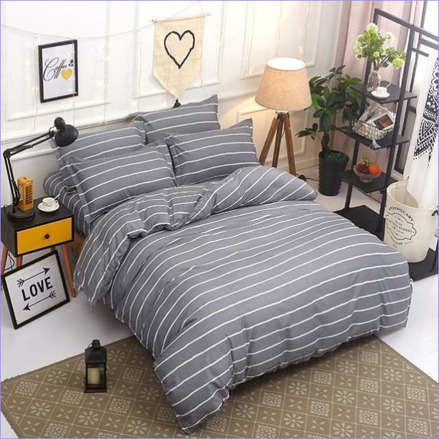 Gray Striped Duvet Cover