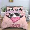 Pink Panda Love Duvet Cover