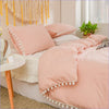 Pink Duvet Cover with Pompoms