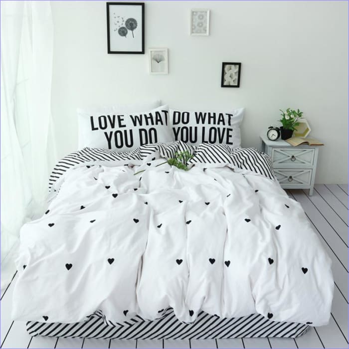 White Hearts Scandinavian Duvet Cover