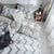 White Scandinavian Duvet Cover with Gray Waves