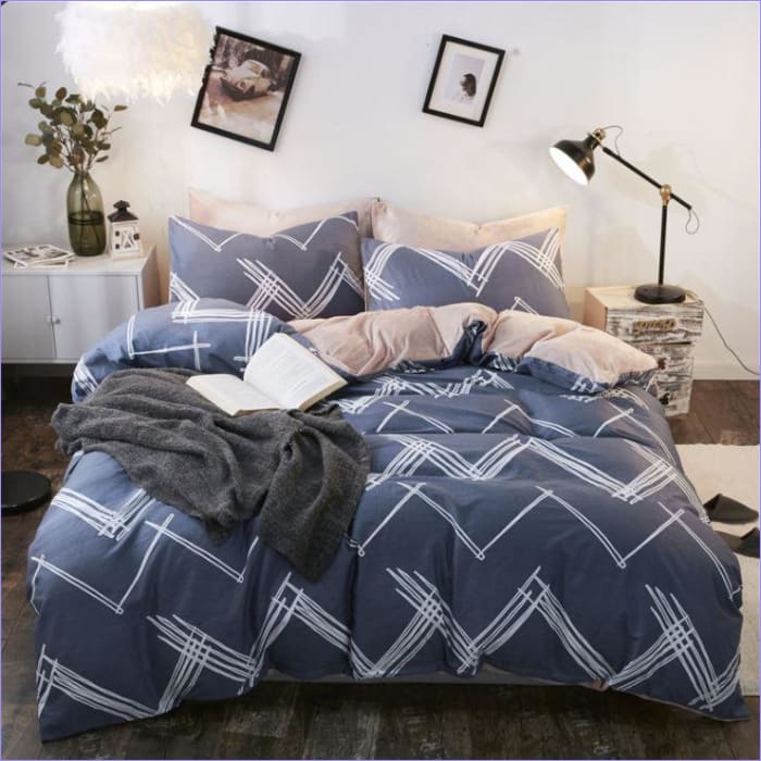 Duvet Cover Scandinavian Blue with Waves