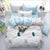 Green Heart Blue and White Scandinavian Duvet Cover