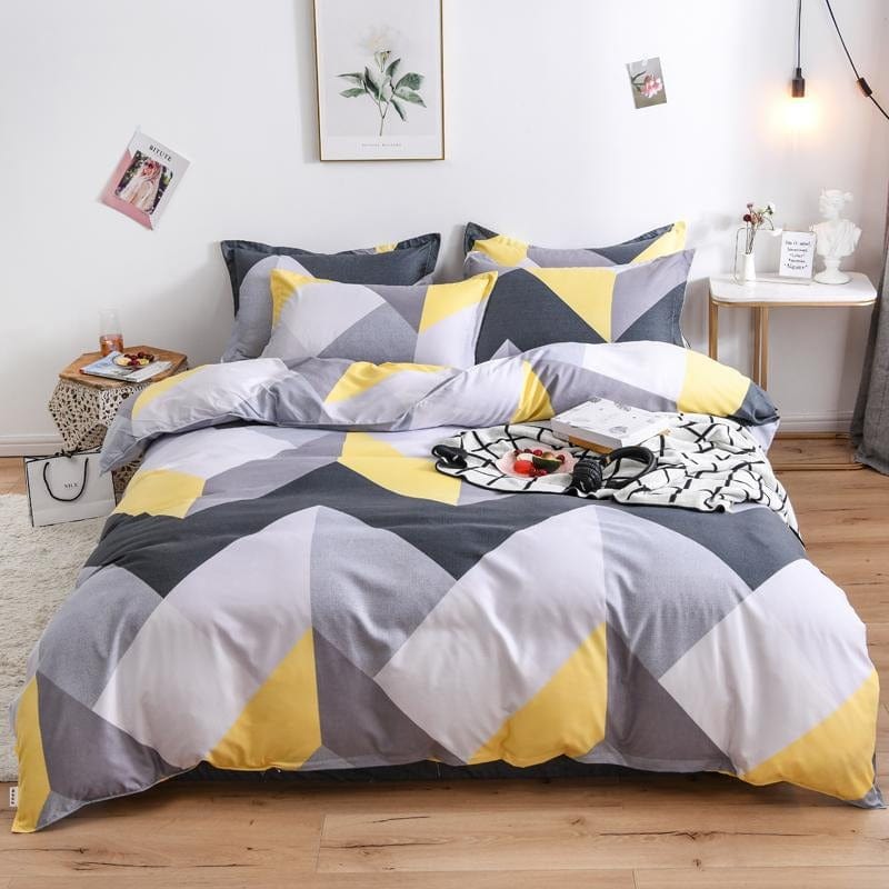 Yellow and Gray Scandinavian Duvet Cover