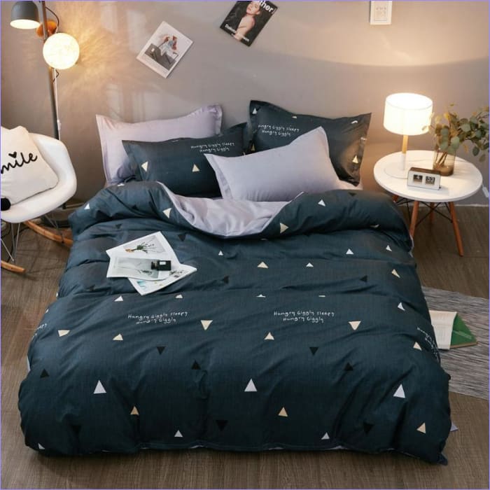 Scandinavian Triangle Black and White Duvet Cover