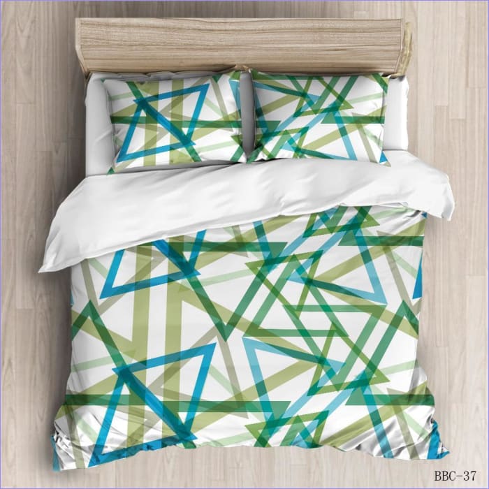 Green Triangles Scandinavian Duvet Cover