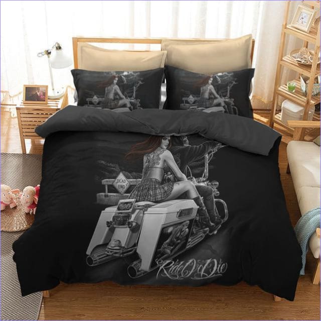 Biker Skull Duvet Cover