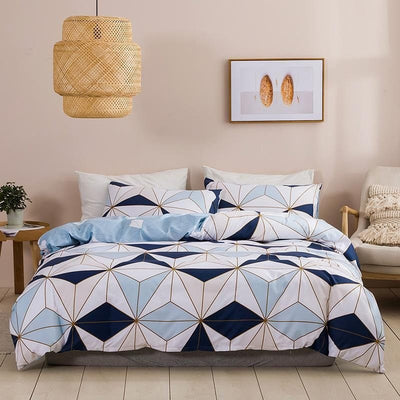 White, Black and Blue Scandinavian Style Duvet Cover