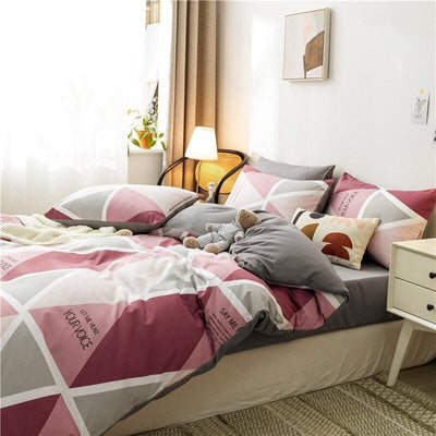 Pink and Gray Scandinavian Trend Duvet Cover