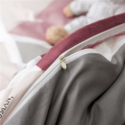 Pink and Gray Scandinavian Trend Duvet Cover