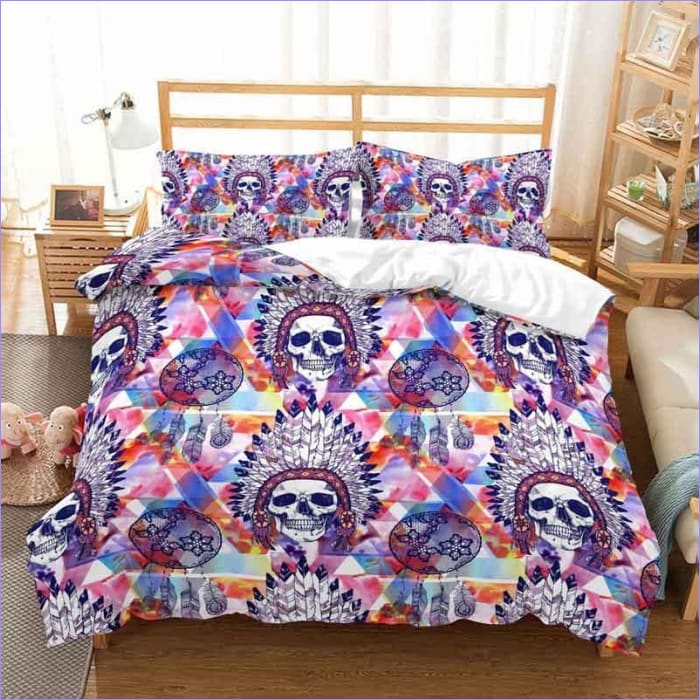 Indian Chief Skull Duvet Cover