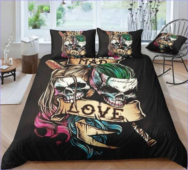 Joker and Harley Queen Skull Duvet Cover