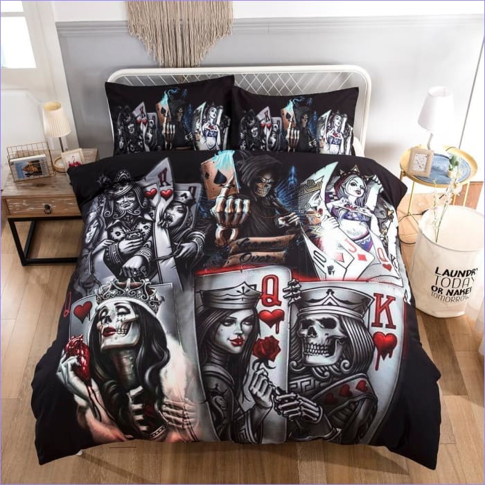 Poker Face Skull Duvet Cover