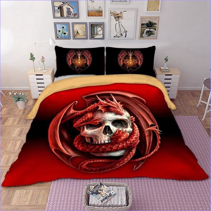 Skull and Dragon Duvet Cover