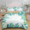 Duvet Cover Tropical 2 People Green and White