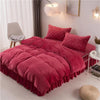 Burgundy Imitation Velvet Plain Duvet Cover