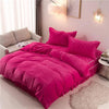 Fuchsia Faux Velvet Plain Duvet Cover