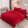 Red Imitation Velvet Plain Duvet Cover