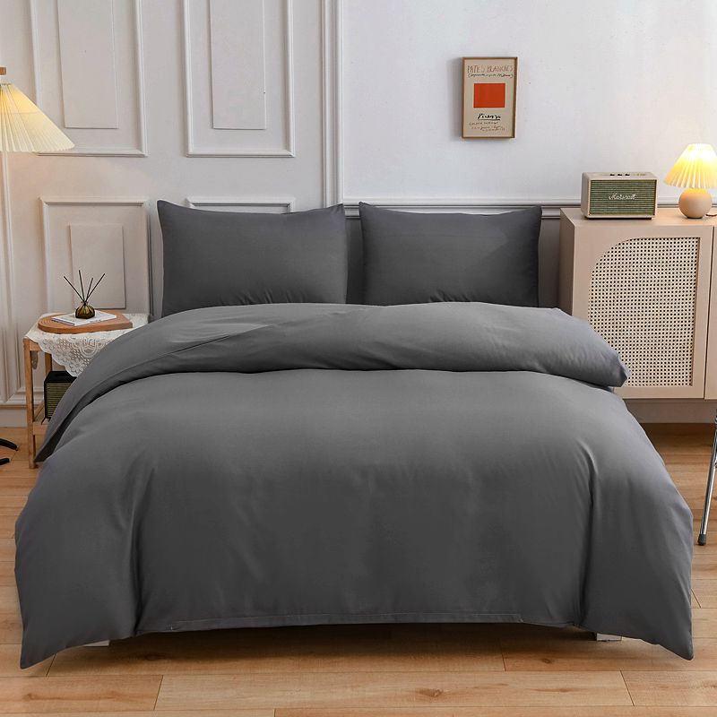 Gray Polycotton Plain Duvet Cover