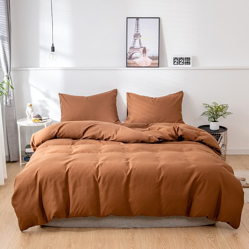 Brown Polycotton Plain Duvet Cover