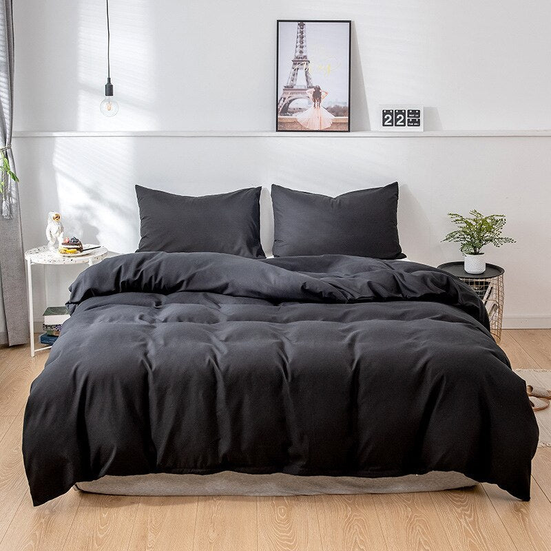 Plain Duvet Cover Polycotton Black Elegant